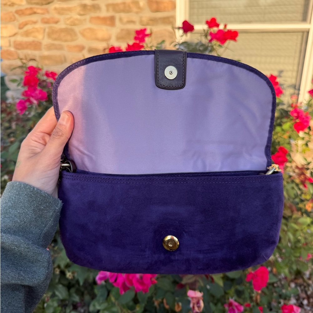 NEW COACH vintage purple suede baguette wristlet shoulder Bag Purse Clutch 42054 - Picture 6 of 12